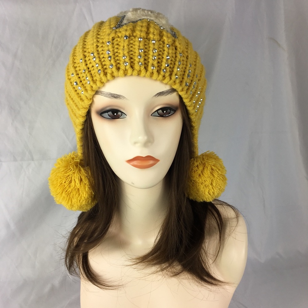 Kawaii Japanese Cable Knit Jewels Yello Beanie Hat
